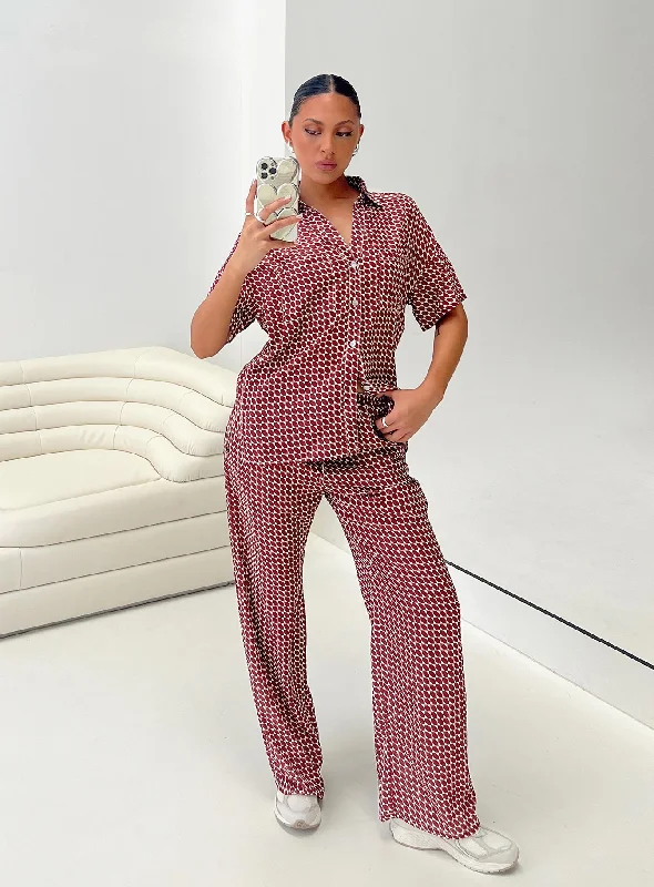 Allana Geo Set Burgundy Sophisticated Women's 