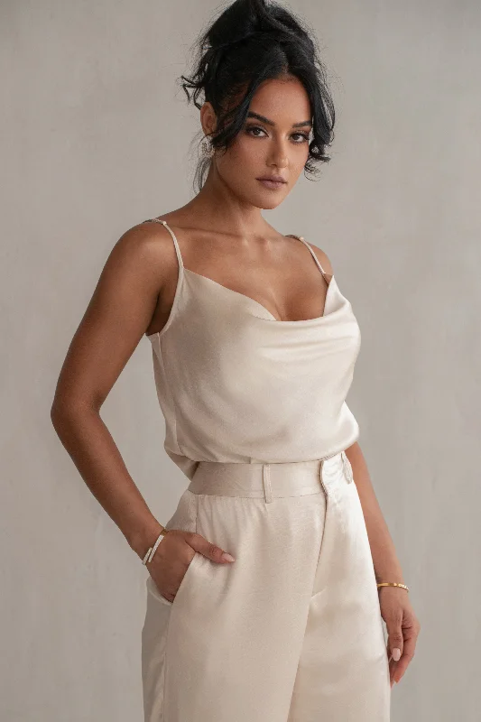 Champagne Amour Satin Top Trendy Women's 