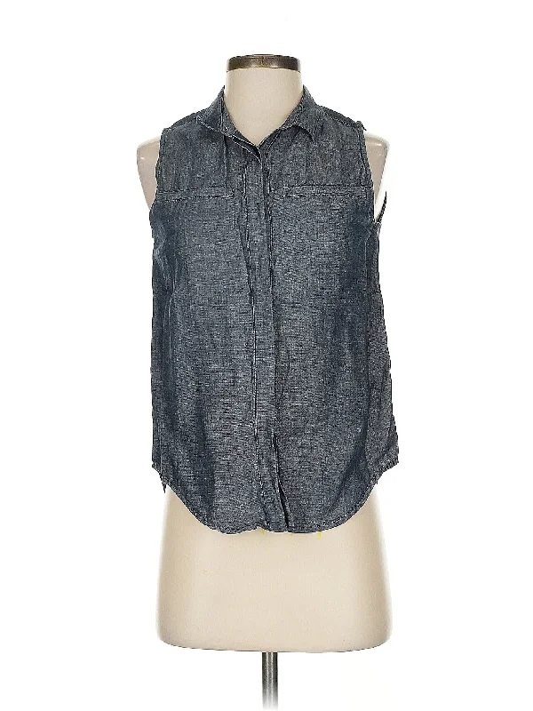 Sleeveless Button-Down Shirt Bold Women's Animal Print
