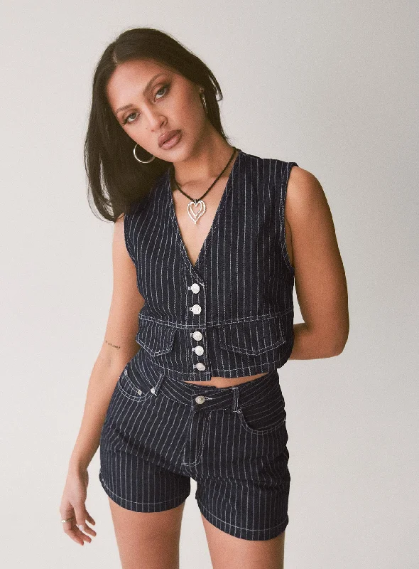 Rathlyn Pinstripe Vest Dark Denim Earthy Women's 