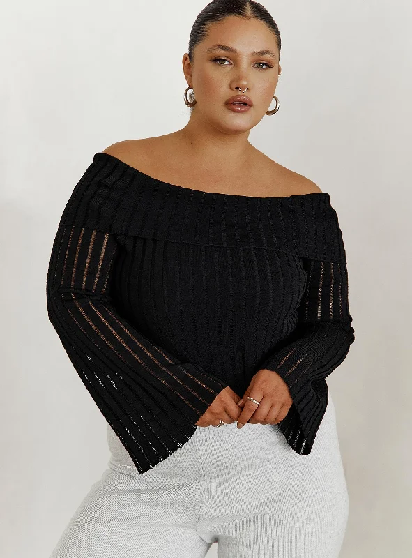 Sorrel Off The Shoulder Top Black Curve Sharp Women's Italian