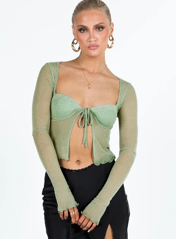 Tasia Long Sleeve Top Green Modern Women's 