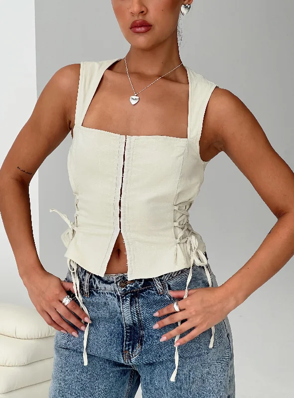 Myrin Top Beige Elegant Women's 