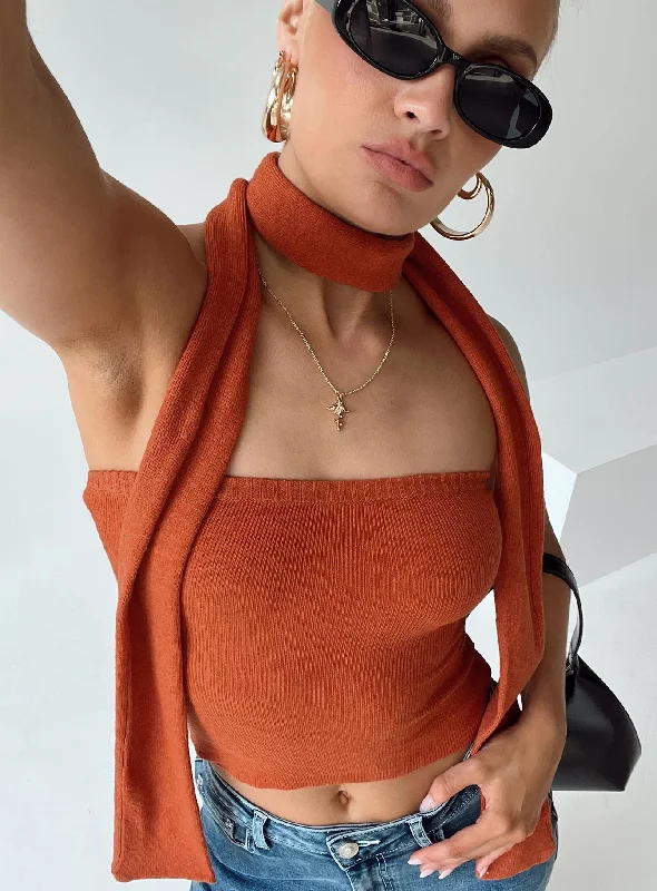 Styles Two Piece Top Orange Stylish Women's Neon