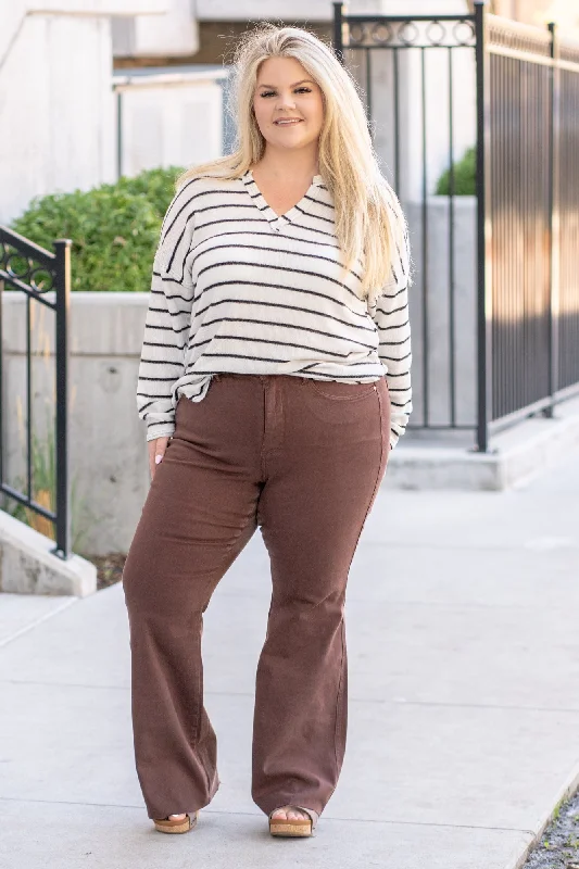 Plus Size Espresso High Rise Tummy Control Top Flare