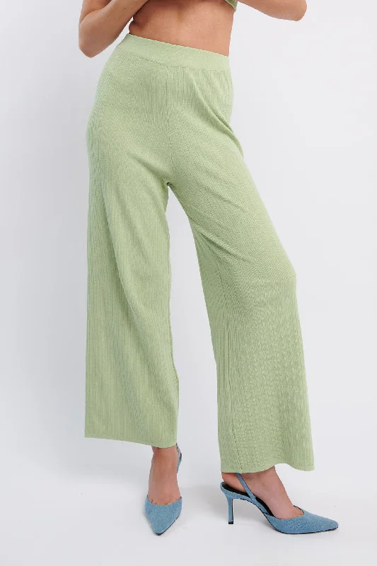 Rossana Long Knit Pants Sage Youthful Women's Anime - inspired