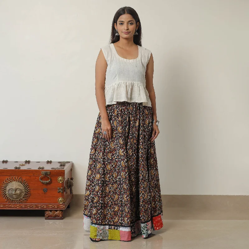 Multicolor - Bagru Block Printed 24 Kali Patchwork Cotton Long Skirt 43