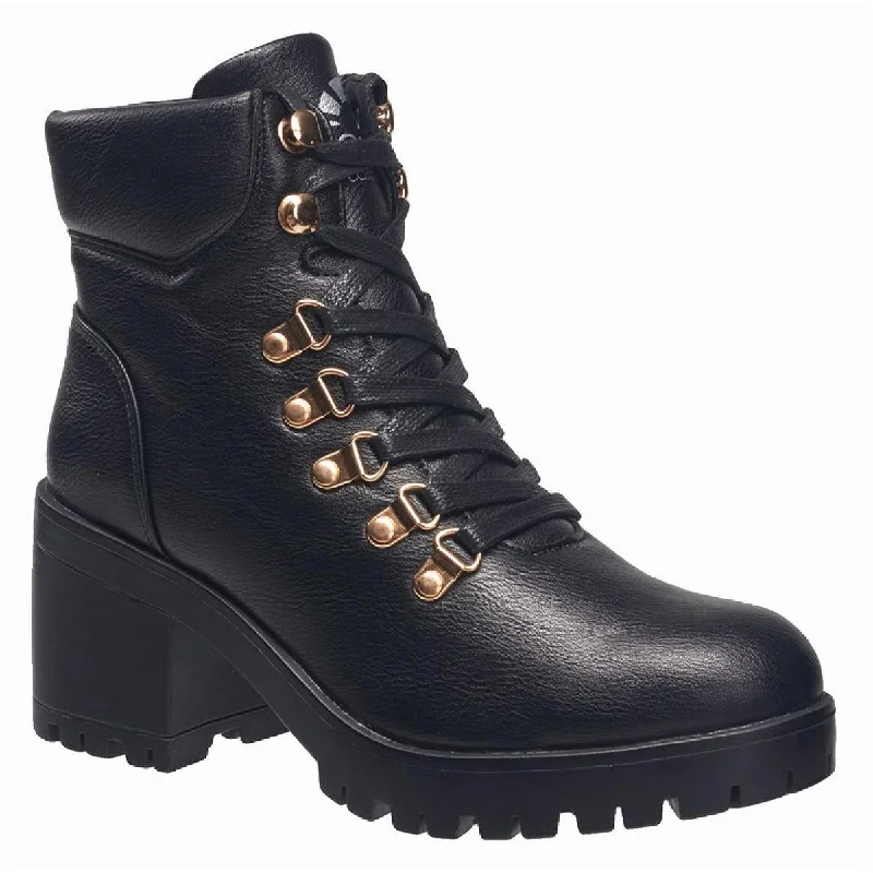 C & C California Womens Pixie Faux Leather Ankle Combat & Lace-up Boots