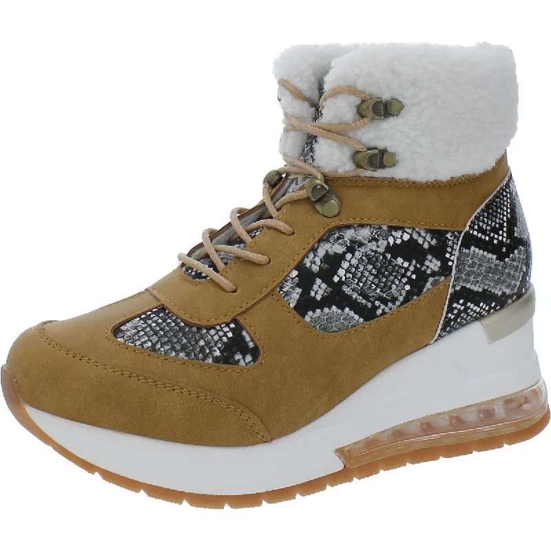 Cestfini Womens Snake Print Lace-Up Winter & Snow Boots