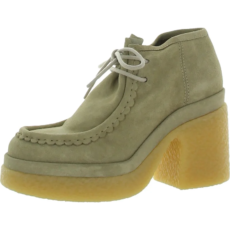 Chloe Womens Jamie Suede Chunky Ankle Boots