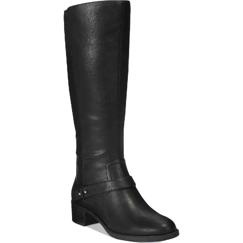 Easy Street Womens Jewel Faux Leather Stacked Heel Riding Boots