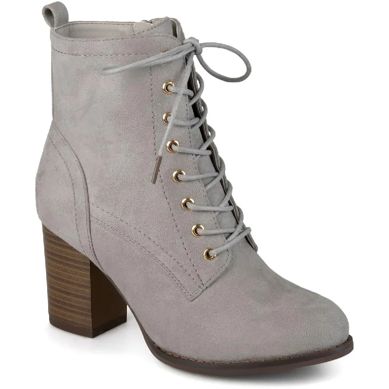 Journee Collection Womens Faux Suede Stacked Heel Ankle Boots