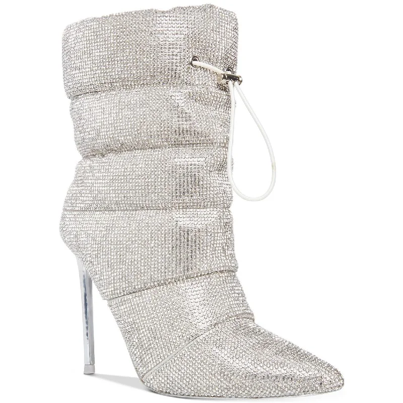 Steve Madden Womens Cloak-R Quilted Rhinestone Ankle Boots