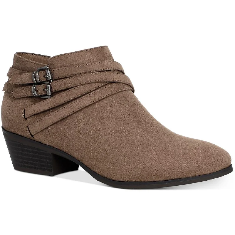 Style & Co. Womens Willow Microfiber Block Heel Ankle Boots