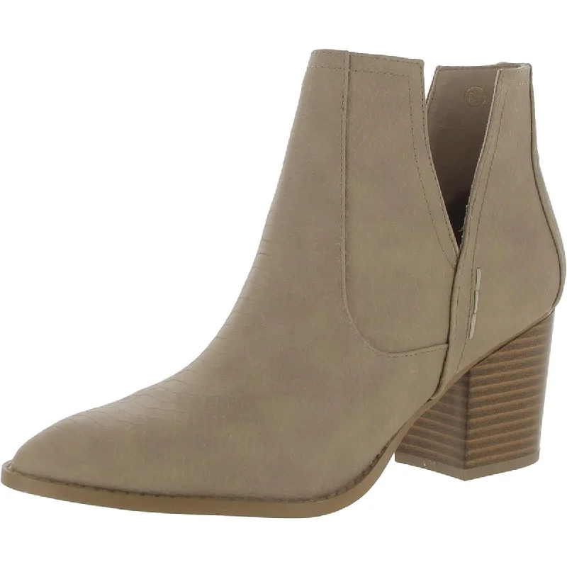 ZBY Womens Slip On Cut-Out Ankle Boots