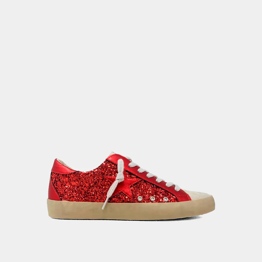 Shu Shop Paula Red Glitter Sneakers