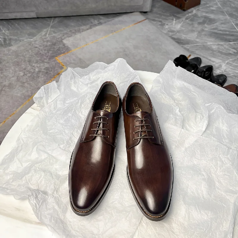 Men Classic Solid Cowhide Handmade Oxford Shoes Bohemian Women's Free