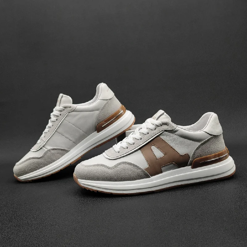Men Fashion Patchwork Leather Casual Running Sneakers Modern Women's Tech