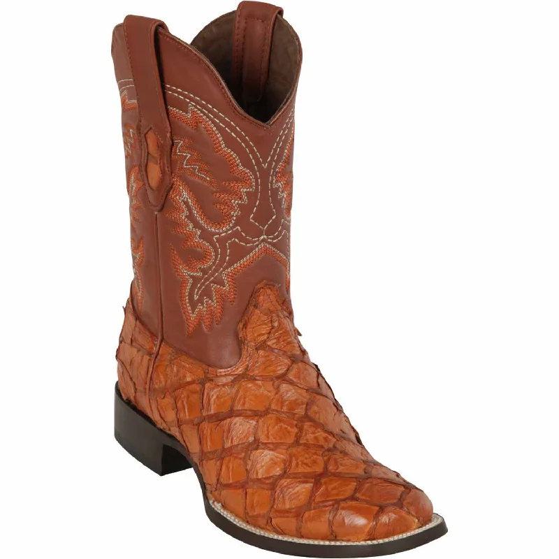 Men's King Exotic Monster Fish Skin Wide Square Toe Boot 4822R1003 Sleek Women's 