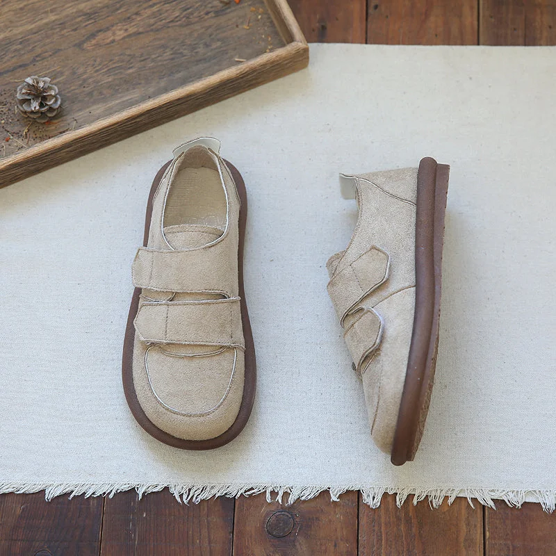 Women Retro Velcro Soft Flat Casual Shoes Artistic Women's Hand - painted