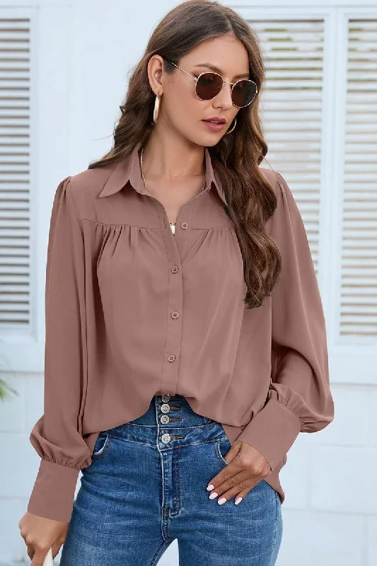 BUTTON DOWN DAILY BASIC BLOUSE