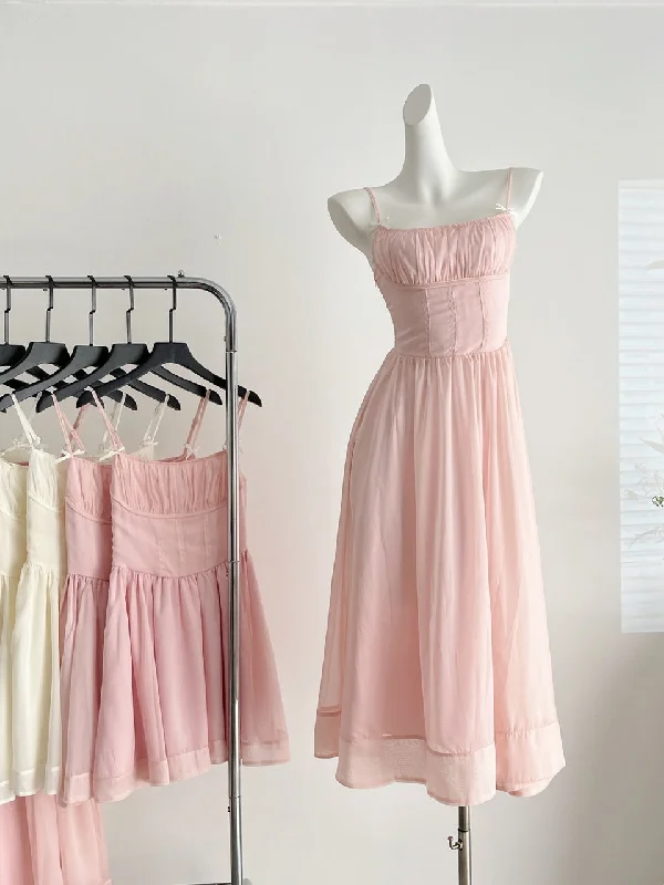 Sweetheart Flowing Skirt Pink Dress