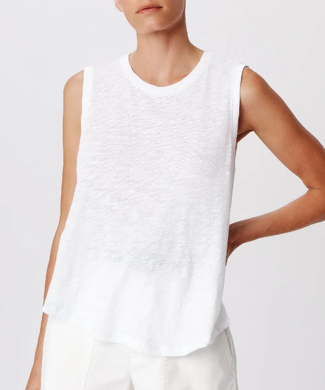 Slub Jersey Crew Neck Tank - White